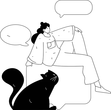 Garota conversando on-line  Ilustração