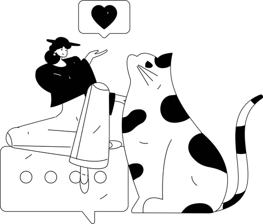 Garota conversando on-line  Ilustração
