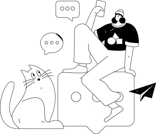 Garota conversando on-line  Ilustração