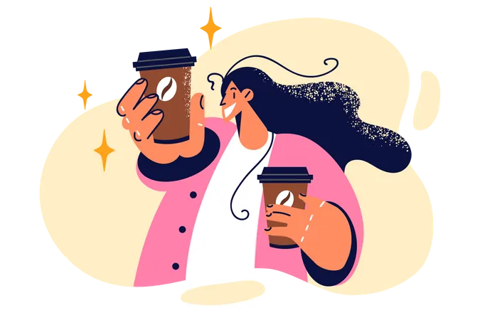 Menina tomando café  Ilustração