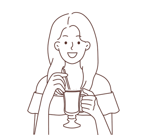 Menina bebendo suco  Ilustração