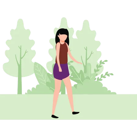 Menina andando na floresta  Illustration