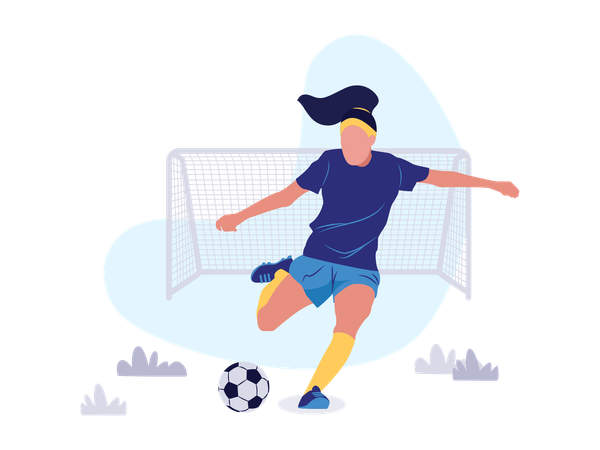 Menina chutando futebol  Ilustração