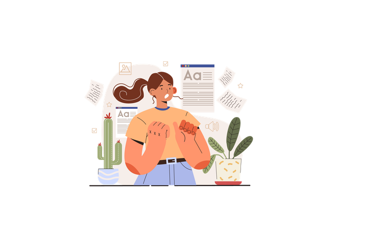 Garota com design de layout ruim  Illustration