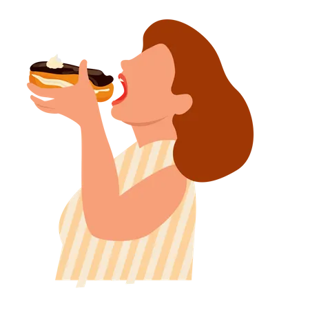 Menina comendo donut  Ilustração