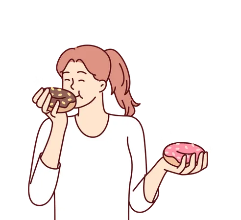 Menina comendo donut  Ilustração
