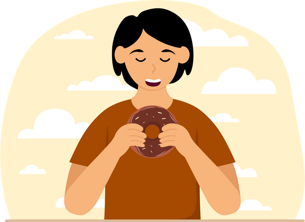 Menina comendo donut  Illustration