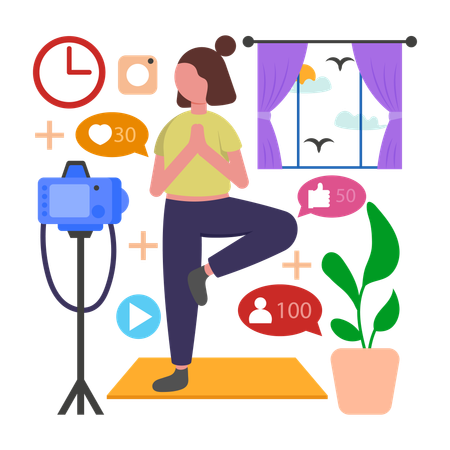 Garotas compartilham momentos por meio de transmissão ao vivo  Ilustração