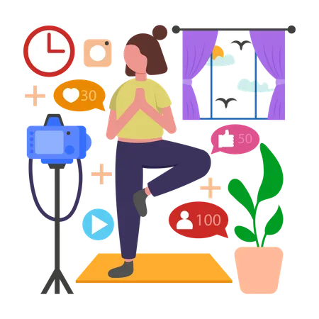 Garotas compartilham momentos por meio de transmissão ao vivo  Ilustração
