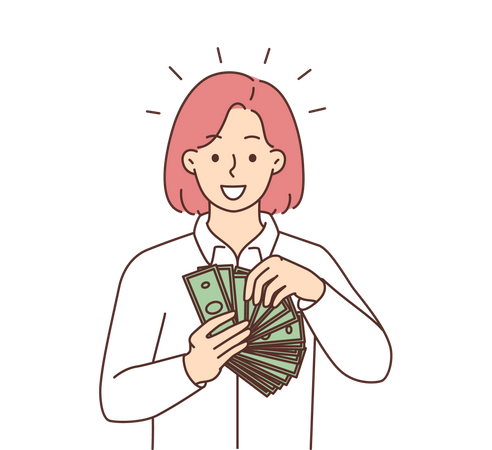 Menina contando dinheiro  Ilustração