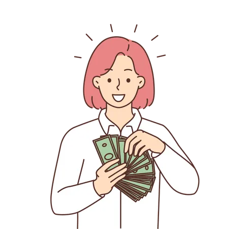 Menina contando dinheiro  Ilustração