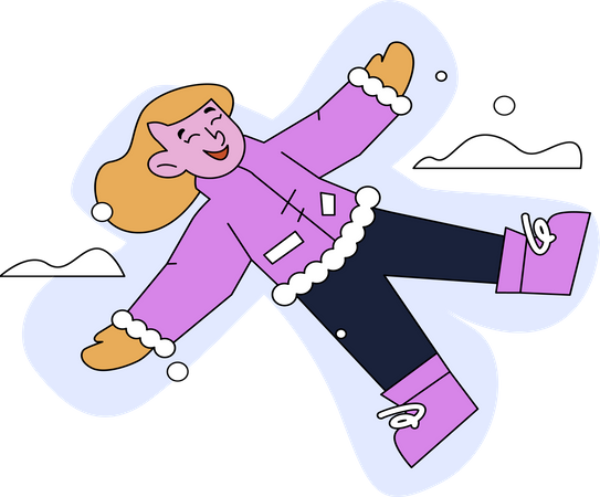 Garota curtindo a neve  Ilustração