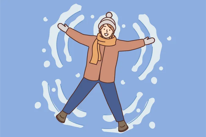 Garota curtindo a neve  Ilustração