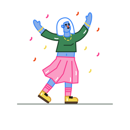 Garota dançando para o estado feliz  Ilustração