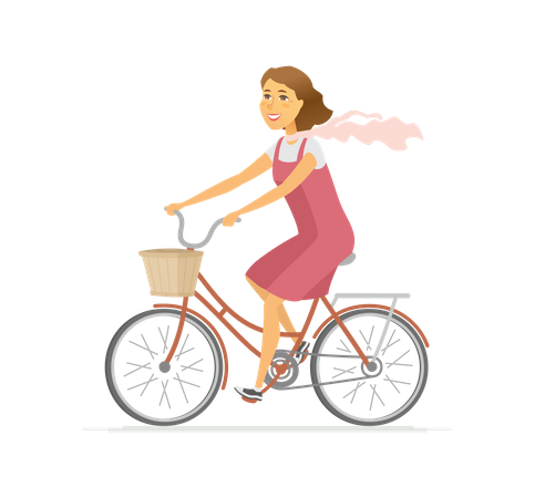 Garota de bicicleta  Ilustração