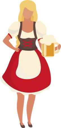 Garota da cerveja usando dirndl  Ilustração