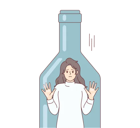 Garota dentro da garrafa  Ilustração