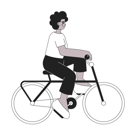 Garota esportiva afro-americana em bicicleta  Ilustração