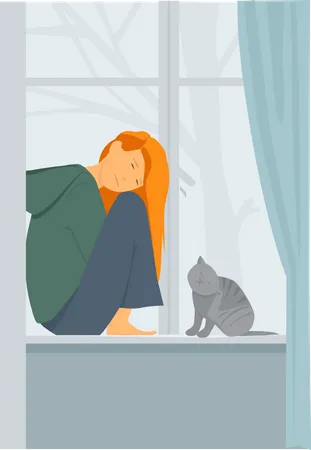Garota em depressão  Ilustração