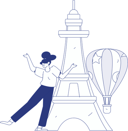 Garota em viagem mundial  Ilustração