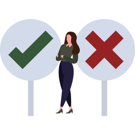 Garota escolhendo sim ou não  Illustration