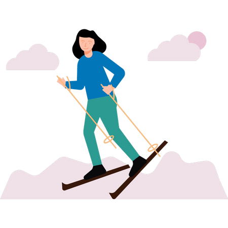Menina esquiando  Ilustração