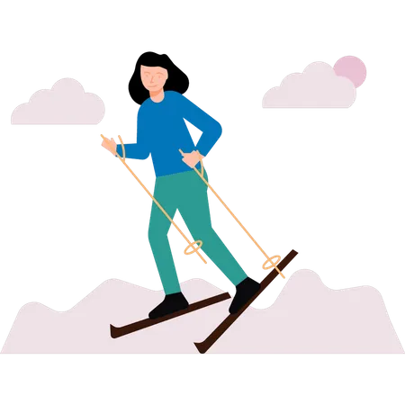 Menina esquiando  Ilustração