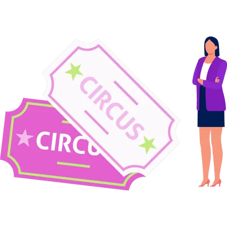 A garota está de pé com ingressos de circo  Ilustração