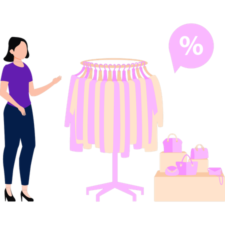 Garota está comprando roupas on-line  Illustration