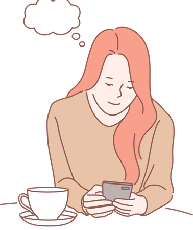 Garota está conversando enquanto toma chá  Ilustração
