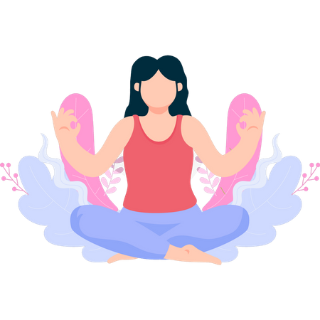 A menina está em estado de meditação  Ilustração