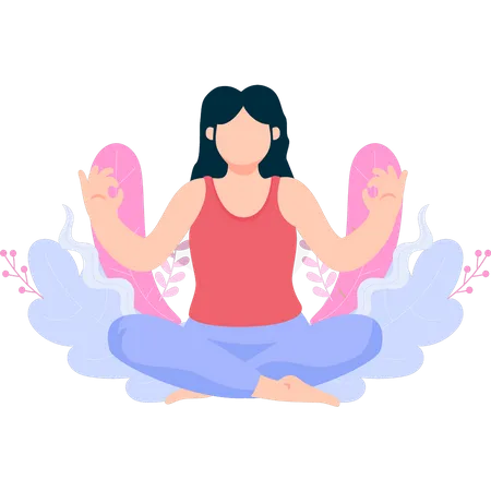 A menina está em estado de meditação  Ilustração