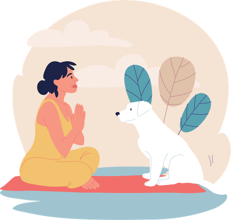 Garota está meditando  Ilustração