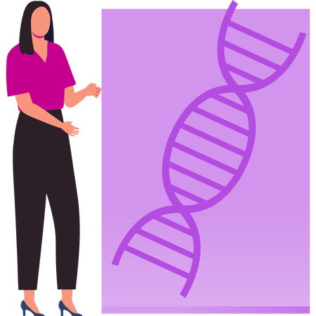 A menina está mostrando as tiras de DNA  Ilustração