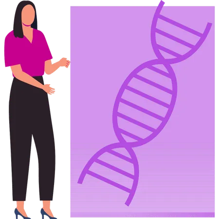 A menina está mostrando as tiras de DNA  Ilustração