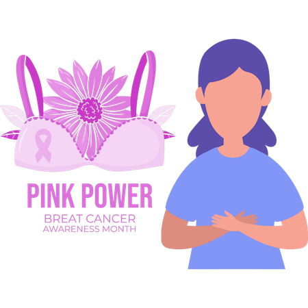 A menina está mostrando o poder rosa  Ilustração