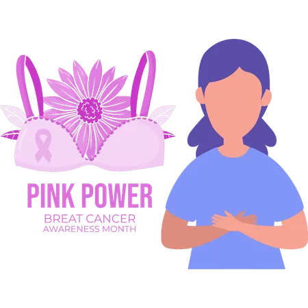 A menina está mostrando o poder rosa  Ilustração