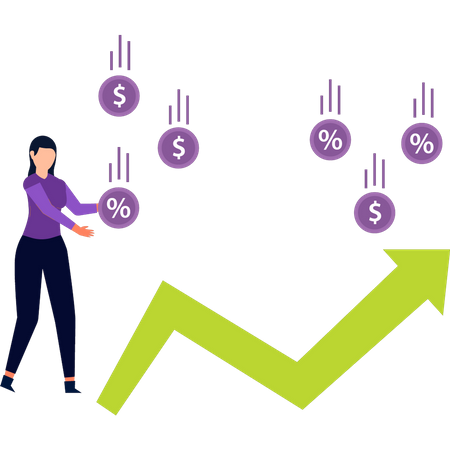 A menina está olhando as taxas do dólar  Ilustração