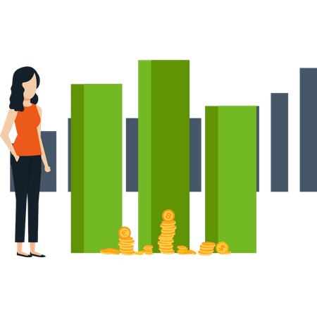 A garota está olhando para o gráfico financeiro  Illustration