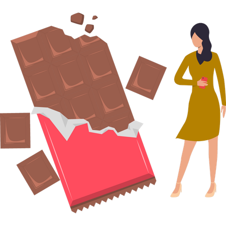 A menina está olhando para o chocolate  Ilustração