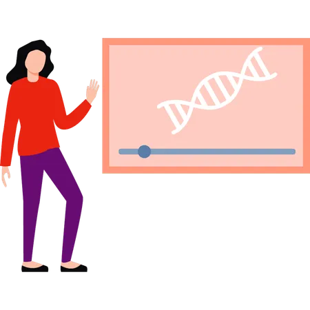 A menina está olhando o relatório de DNA  Ilustração