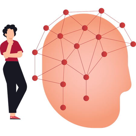 A garota está olhando para a tecnologia de conexão  Ilustração