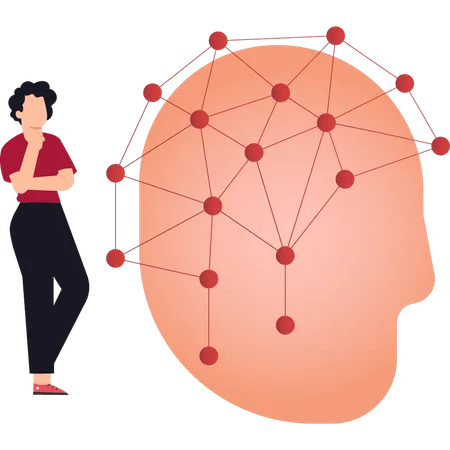 A garota está olhando para a tecnologia de conexão  Ilustração