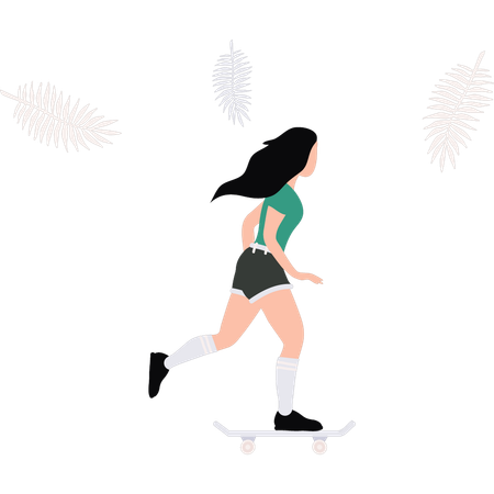 Garota está patinando  Illustration