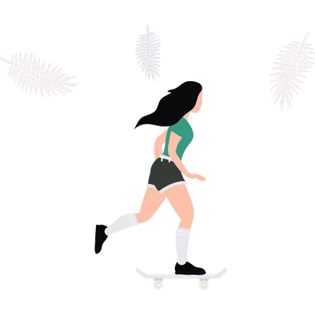 Garota está patinando  Illustration