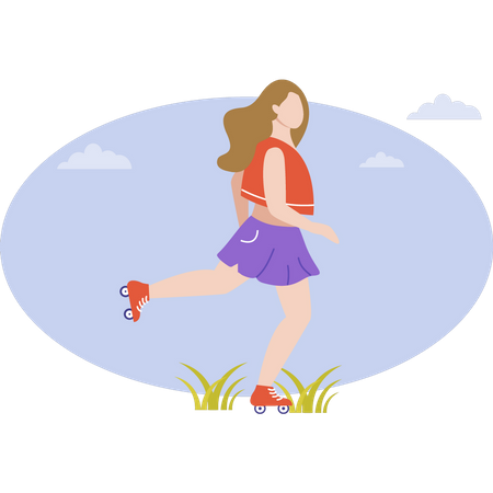 A menina está patinando  Ilustração