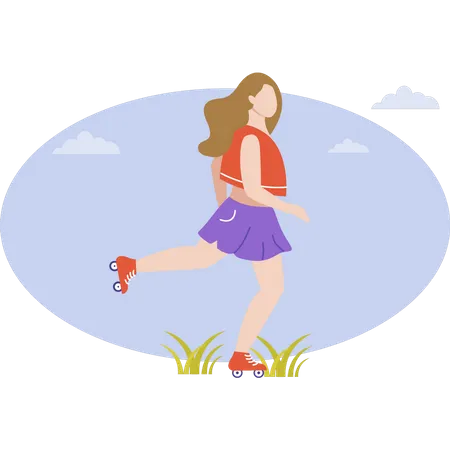 A menina está patinando  Ilustração