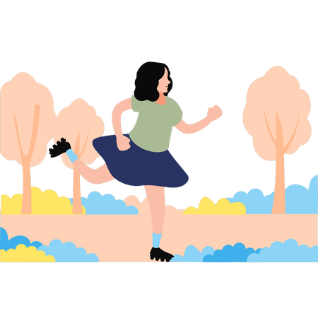 A menina está patinando lá fora  Ilustração