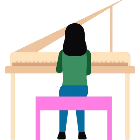 A menina está tocando piano  Ilustração