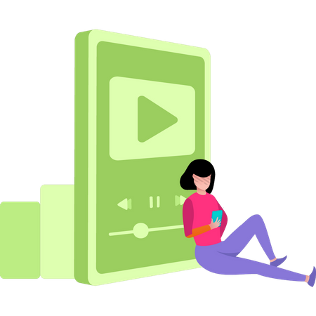 Garota está tocando um podcast  Ilustração